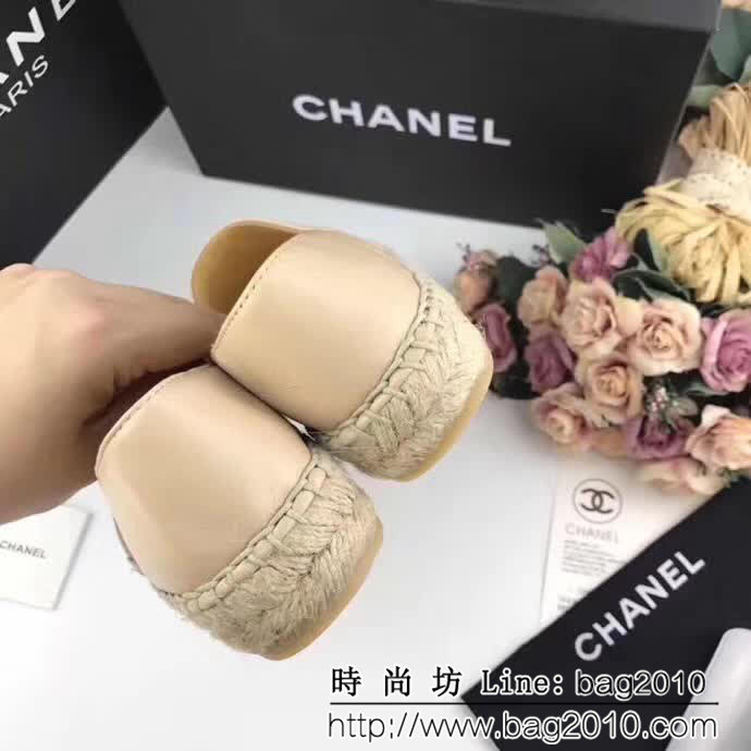 CHANEL香奈兒 彩色羊皮系列 漁夫工藝 米色綿羊皮 女休閒鞋 QZS2326